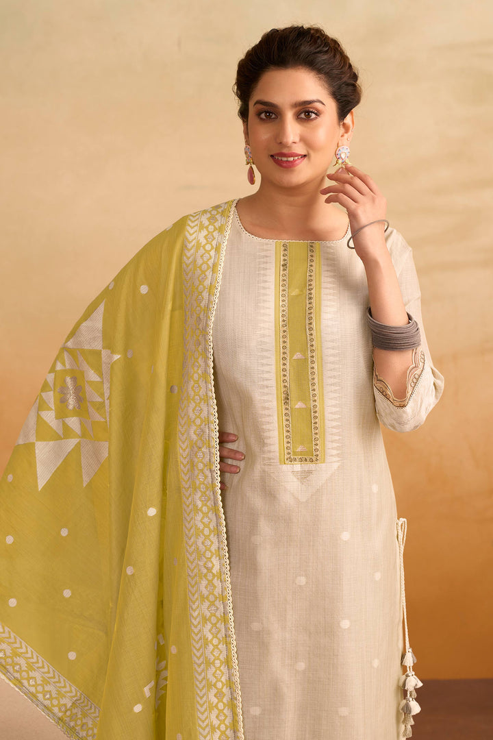 Premium South Cotton Jacquard Designer Straight Cut Salwar Suit