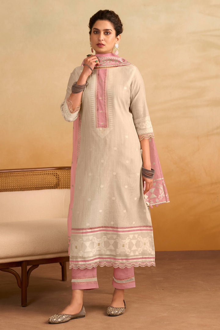 Traditional South Cotton Jacquard Work Casual Wear Salwar Kameez
