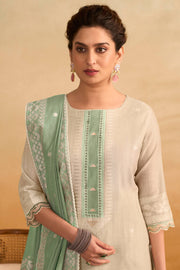 Women Pure South Cotton Embellished Jacquard Salwar Suit