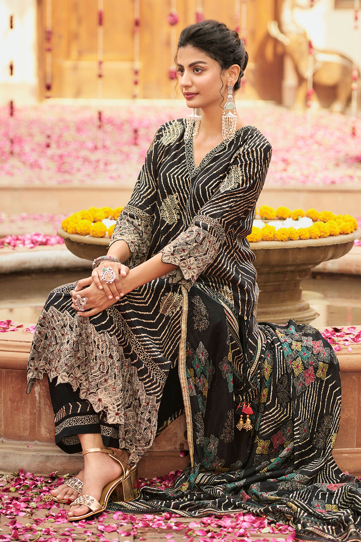 Pure Muslin Jacquard Digital Print Salwar Kameez