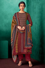 Load image into Gallery viewer, Maroon Pure Pashmina Digital Print Casual Dress