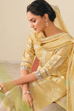 Load image into Gallery viewer, Cotton Embroidered Long Suit In Cream Color
