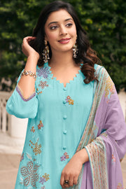 Pure Mal Chanderi Designer Salwar Kameez With Embroidered Work