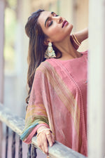 Load image into Gallery viewer, Pink Pure Linen Foil Print With Handwork Daily Wear Salwar Kameez
