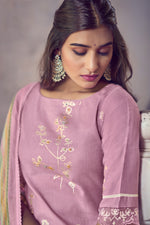 Load image into Gallery viewer, Pink Pure Linen Foil Print With Handwork Daily Wear Dress
