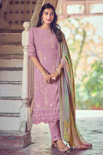 Load image into Gallery viewer, Pink Pure Linen Foil Print With Handwork Daily Wear Dress
