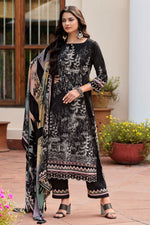 Load image into Gallery viewer, Premium Black Corduroy Straight Cut Salwar Kameez
