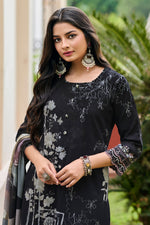 Load image into Gallery viewer, Black Pure Corduroy Long Salwar Kameez
