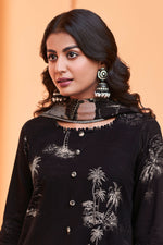 Load image into Gallery viewer, Elegant Black Corduroy Straight Salwar Kameez
