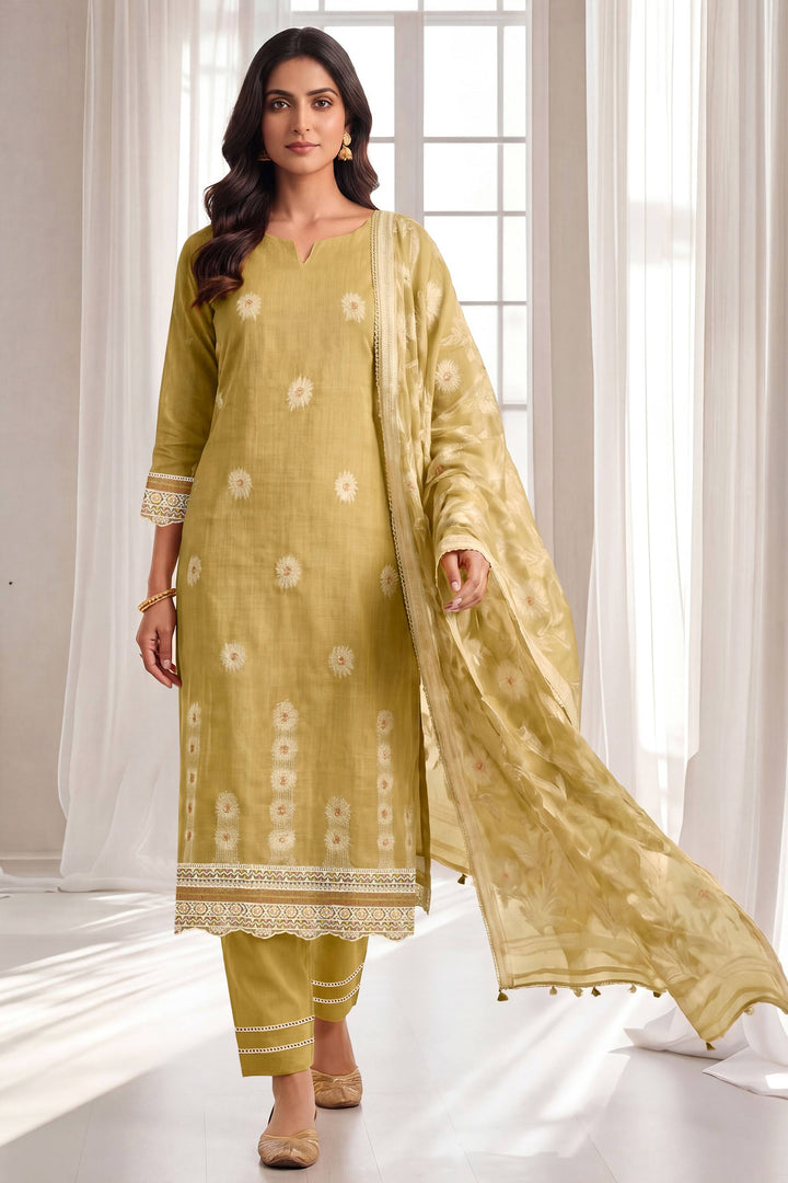 Pure Mal Chanderi Jacquard Embroidered Salwar Kameez