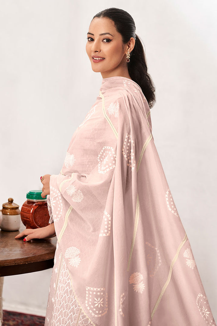 Pink Pure Cotton Heavy Embroidery Patchwork Long Dress
