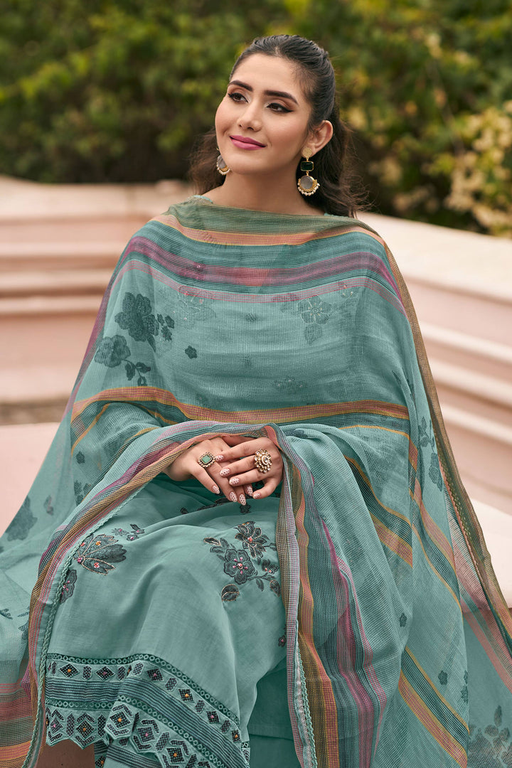 Daily Wear Premium Chanderi Jacquard Salwar Kameez With Fancy Kota Checks Dupatta