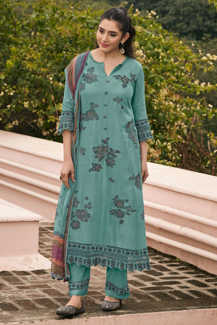 Daily Wear Premium Chanderi Jacquard Salwar Kameez With Fancy Kota Checks Dupatta