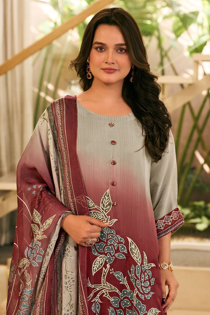 Elegant Organza Twill Embroidery Work Salwar Suit