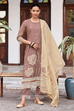Load image into Gallery viewer, Pure South Cotton Dyed Jacquard Straight Cut Salwar Kameez
