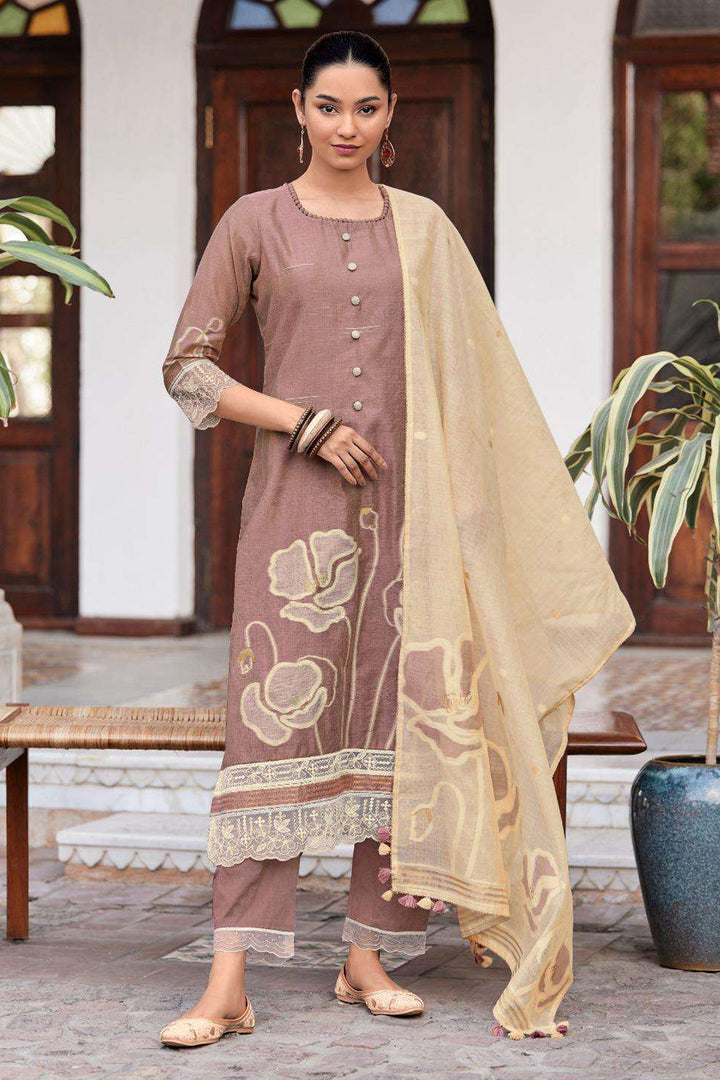 Pure South Cotton Dyed Jacquard Straight Cut Salwar Kameez