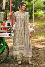 Load image into Gallery viewer, Beige Pure Mal Mal Cotton Hand Block Print Salwar Suit
