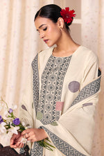 Load image into Gallery viewer, Designer Off White Cotton Suit With Fancy Dupatta