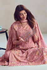 Load image into Gallery viewer, Pure Moga Silk Checks Placement Embroidery Digital Print Long Straight Cut Salwar Kameez
