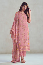 Load image into Gallery viewer, Pure Moga Silk Checks Placement Embroidery Digital Print Long Straight Cut Salwar Kameez

