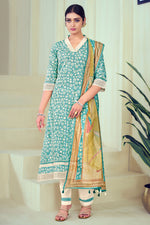 Load image into Gallery viewer, Cyan Color Pure Cotton Block Print Katha Work Daily Wear Salwar Suit
