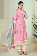 Load image into Gallery viewer, Pink Pure Cotton Block Print Katha Work Daily Wear Dress
