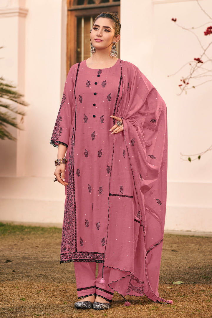 Premium Malai Chanderi Mukaish Work Party Wear Designer Salwar Kameez
