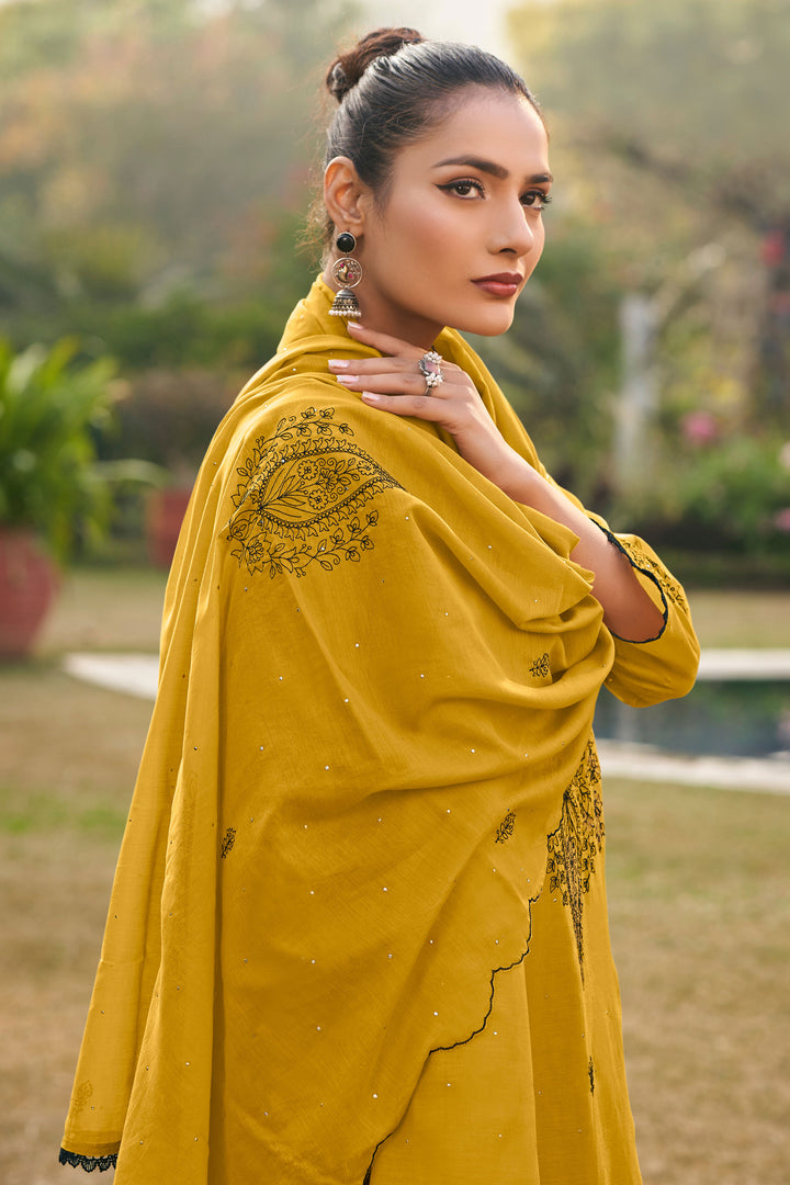 Elegant Malai Chanderi Mukaish Embroidery Salwar Suit