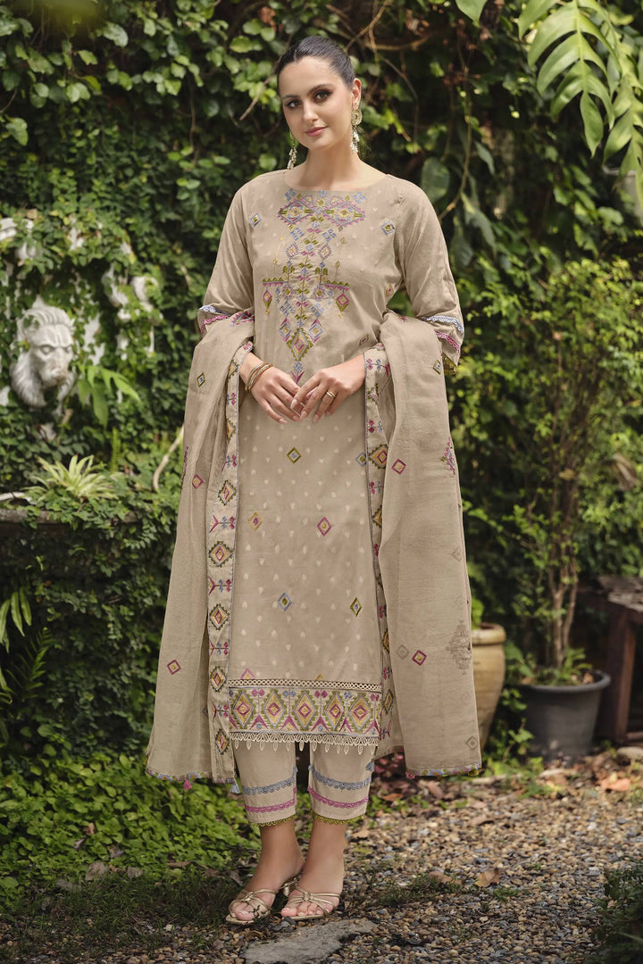 Designer Premium Cotton Jacquard Straight Cut Salwar Kameez