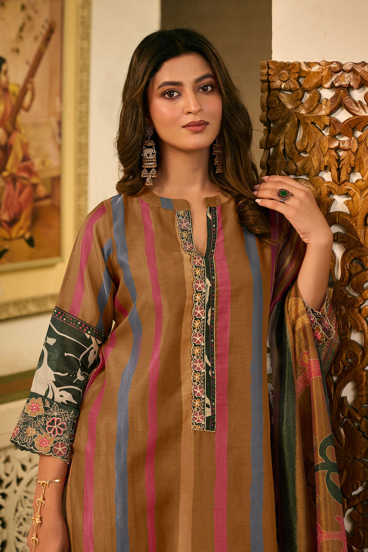 Premium Mal Chanderi Tissue Embroidered Salwar Suit