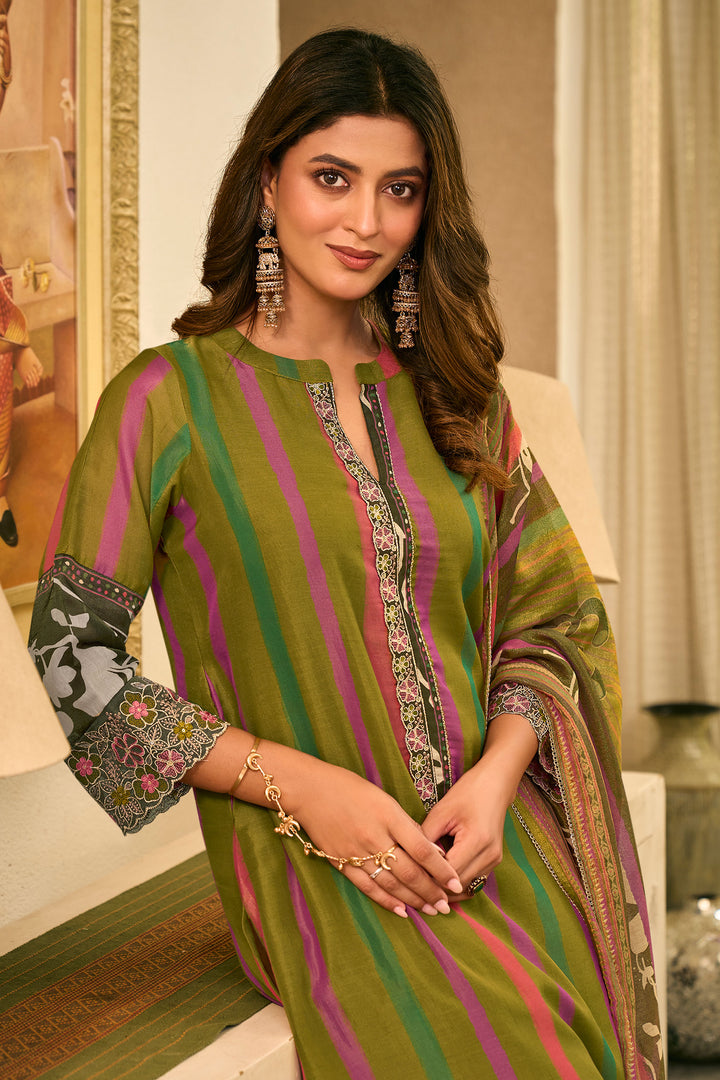Premium Mal Chanderi Embroidery Work Salwar Suit