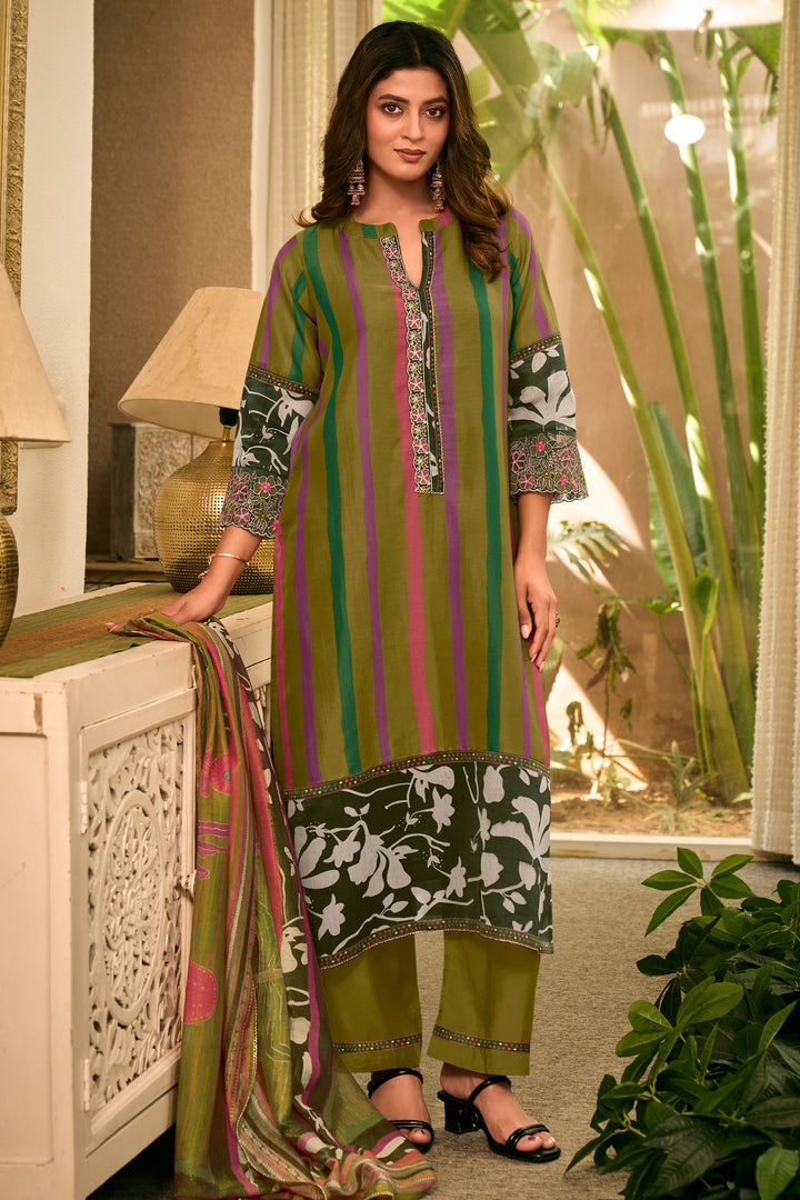 Premium Mal Chanderi Embroidery Work Salwar Suit
