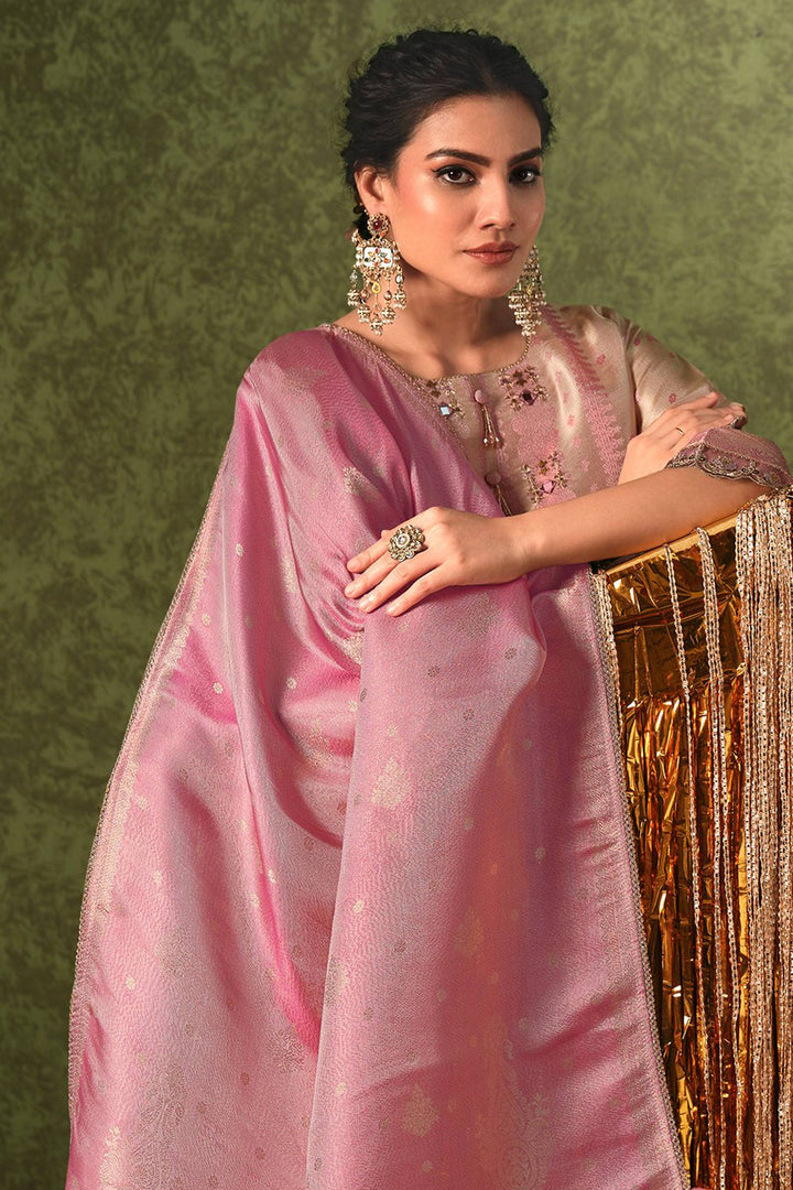 Premium Bemberg Jacquard Hand Work Party Wear Salwar Kameez