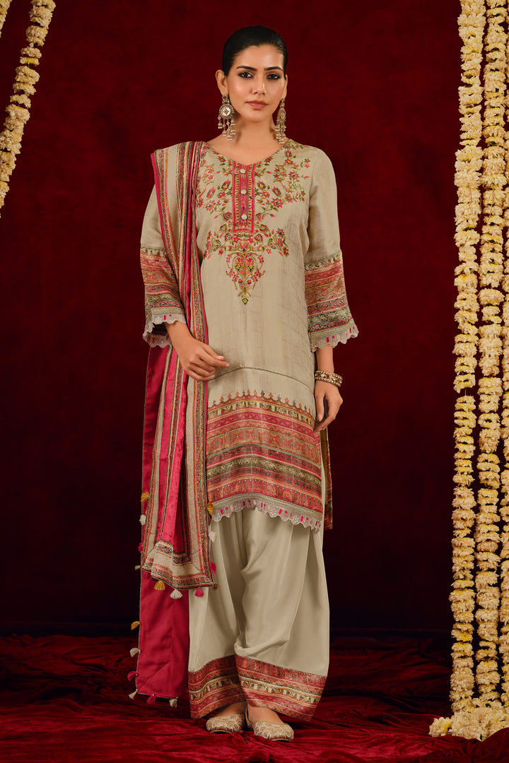 Premium Silk Brocade Embroidered Festive Wear Salwar Suit