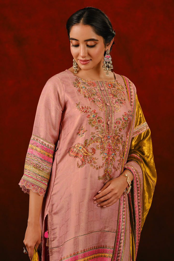 Elegant Silk Jacquard Digital Print Party Wear Salwar Kameez