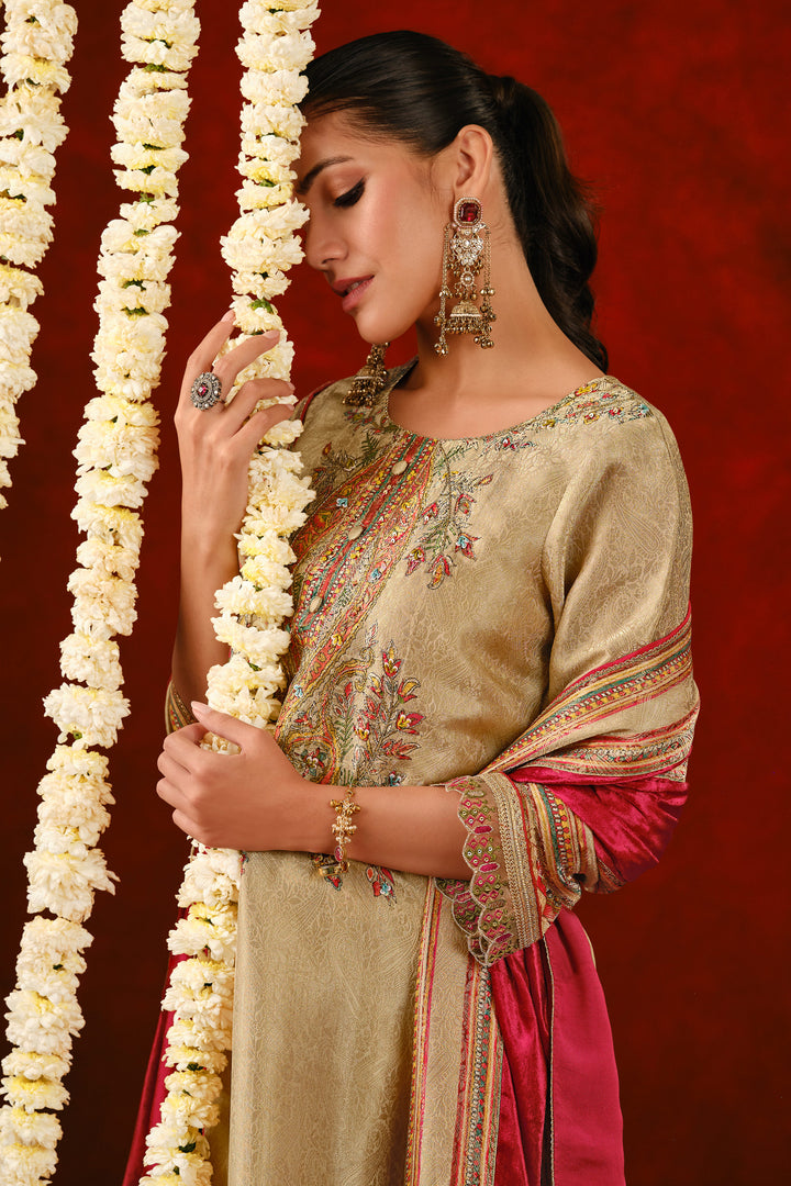 Luxury Silk Jacquard Velvet Dupatta Festive Wear Salwar Suit