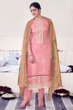 Load image into Gallery viewer, Pink Pure Muslin Shimmer Digital Print With Embroidery Work Designer Suit
