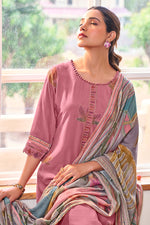 Load image into Gallery viewer, Pink Pure Checks Muslin Silk Designer Salwar Kameez
