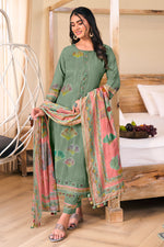 Load image into Gallery viewer, Sea Green Pure Checks Muslin Silk Designer Salwar Suit
