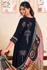Load image into Gallery viewer, Pure Checks Muslin Silk Designer Salwar Kameez In Black Color
