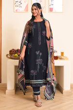 Load image into Gallery viewer, Pure Checks Muslin Silk Designer Salwar Kameez In Black Color
