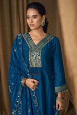 Load image into Gallery viewer, Bemberg Slub With Stylish Sequence Embroidered Designer Salwar Kameez
