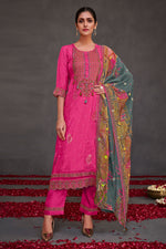 Load image into Gallery viewer, Rani Pure Muslin Silk Jacquard Gold Print Patch Work Function Wear Designer Salwar Suit