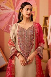 Premium Bemberg Modal Satin Jacquard Embroidered Salwar Suit