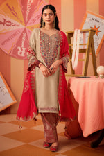 Load image into Gallery viewer, Premium Bemberg Modal Satin Jacquard Embroidered Salwar Suit