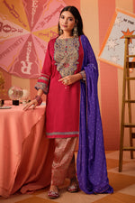 Load image into Gallery viewer, Luxury Satin Jacquard Handwork Festive Wear Salwar Suit
