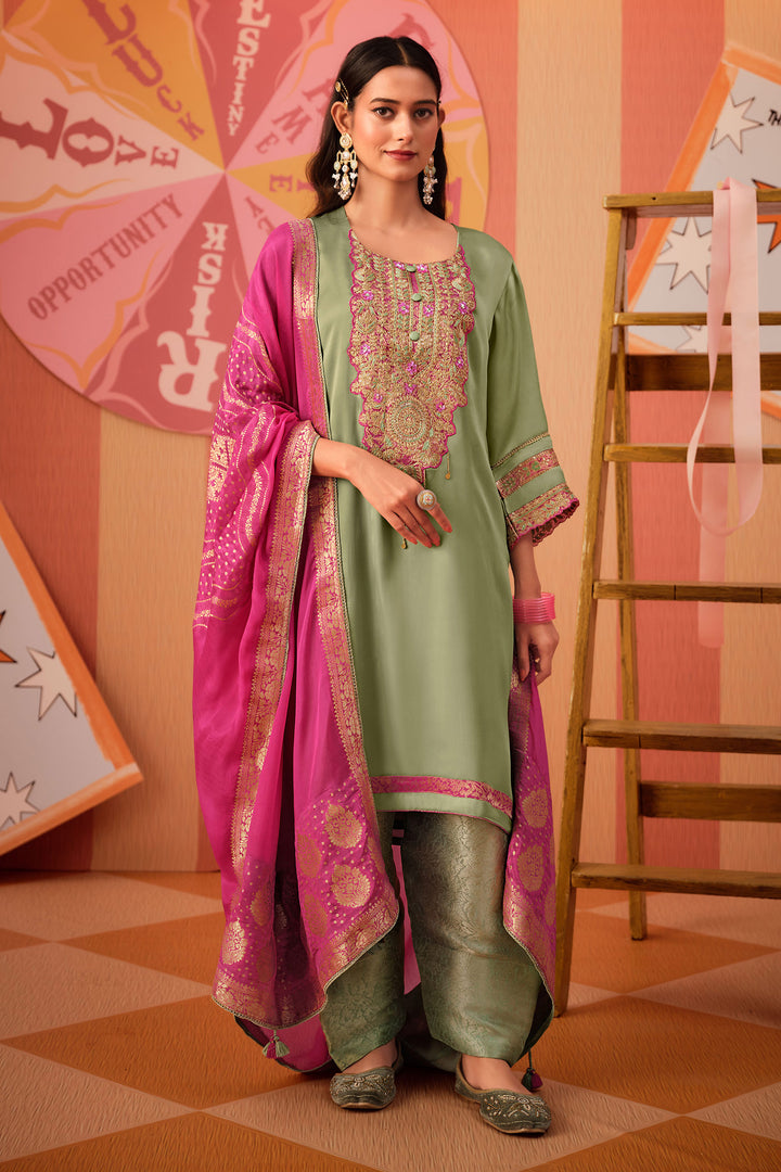 Premium Bemberg Modal Embroidery Work Party Wear Salwar Kameez