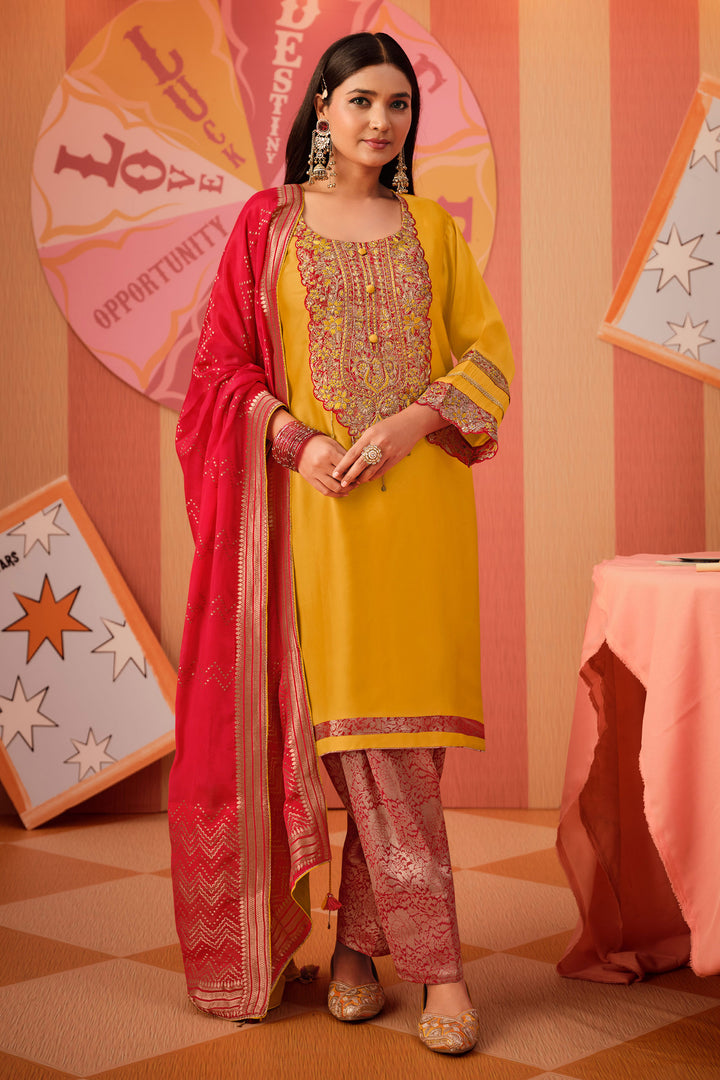 Royal Bemberg Modal Satin Jacquard Festive Wear Salwar Kameez