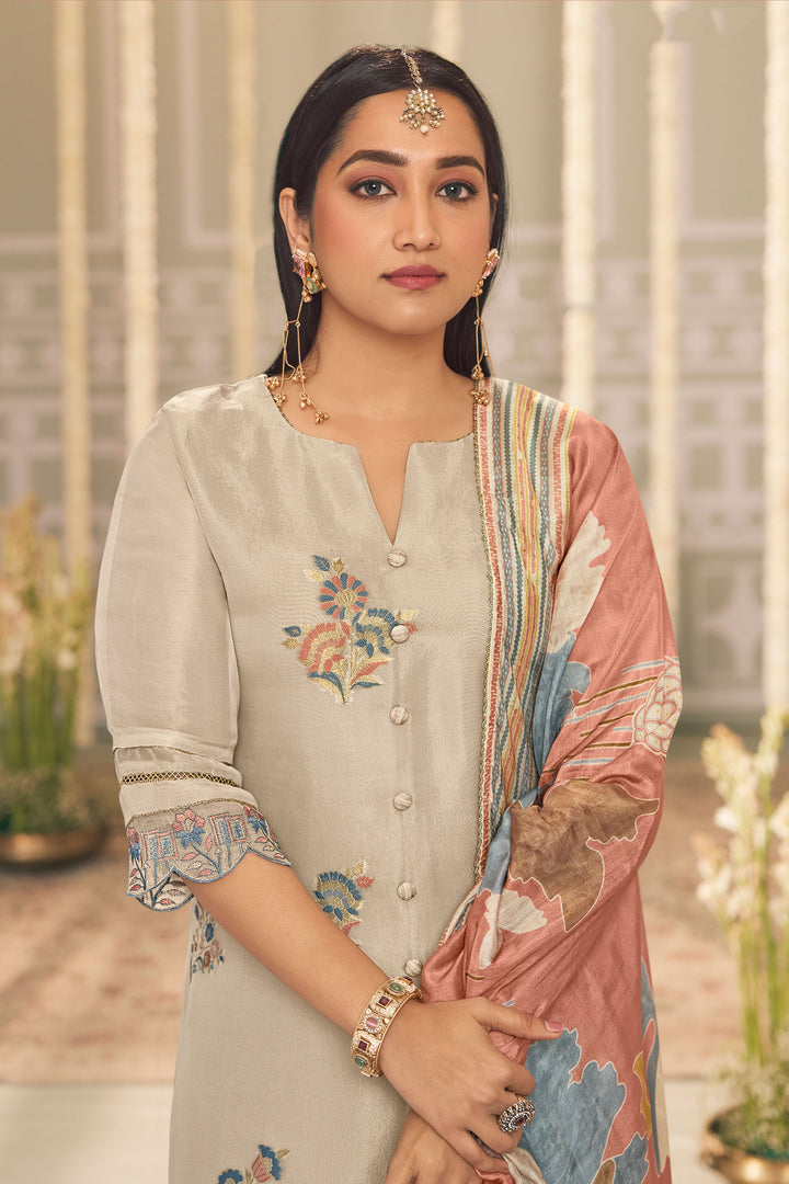 Tissue Jacquard Fancy Embroidered Designer Straight Cut Dress