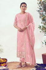 Load image into Gallery viewer, Pink Attractive Pure Cotton Hand Block Print With Handwork Salwar Kameez
